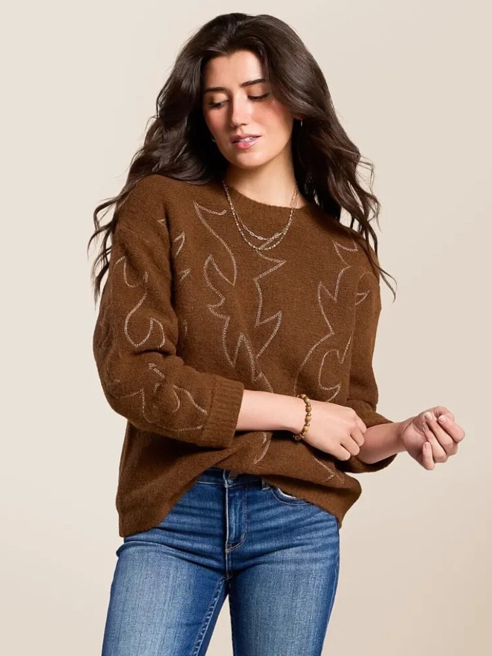 Blue B western stitch sweater - size small